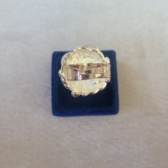 Silver Rose and Pearl Statement Fashion Ring - Picture 5 of 5